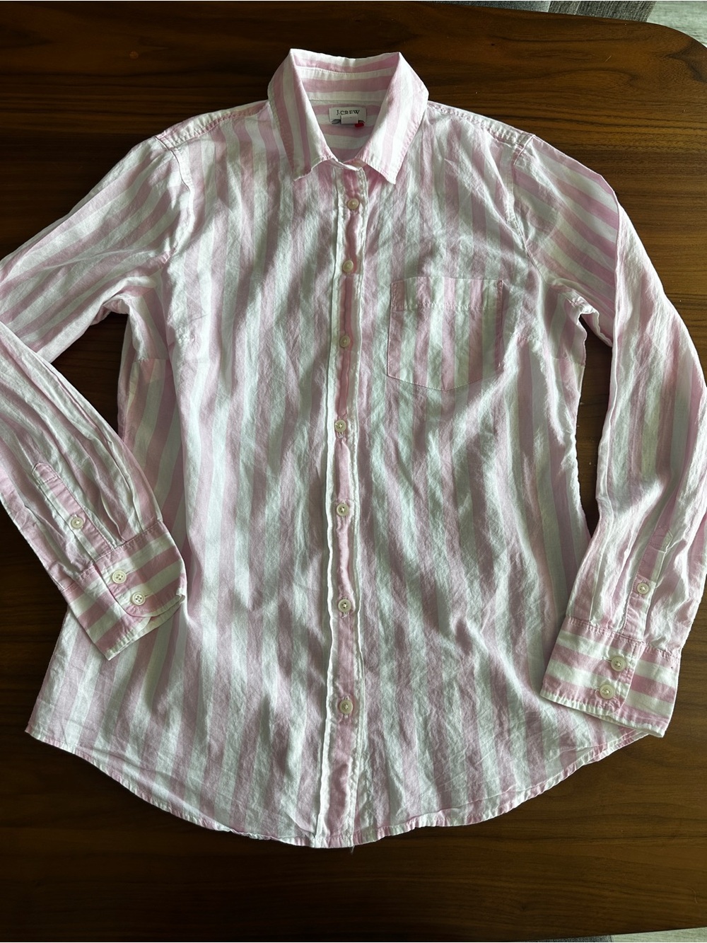 J. Crew Pink and White Striped button down Shirt Lightweight Cotton - Picture 13 of 16